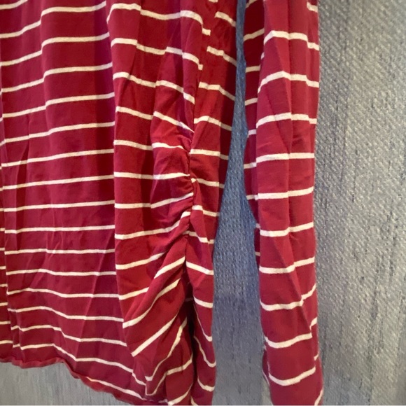Maternity long sleeve by Bumpstart - Burgundy/white stripe shirt.  Size:Medium - Picture 3 of 3